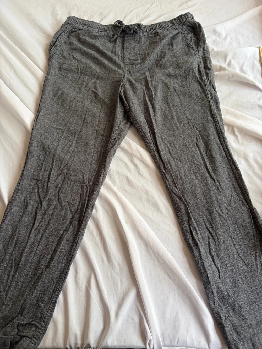 J.Crew Mens Heather Gray Textured Twill Pull On Drawstring Pants Size L